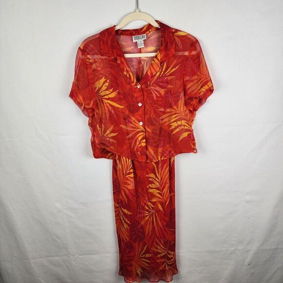 Robbie Bee Vintage 2 Piece Silk Dress Size 12 Petite Vacation Cruise Resort - Picture 1 of 7